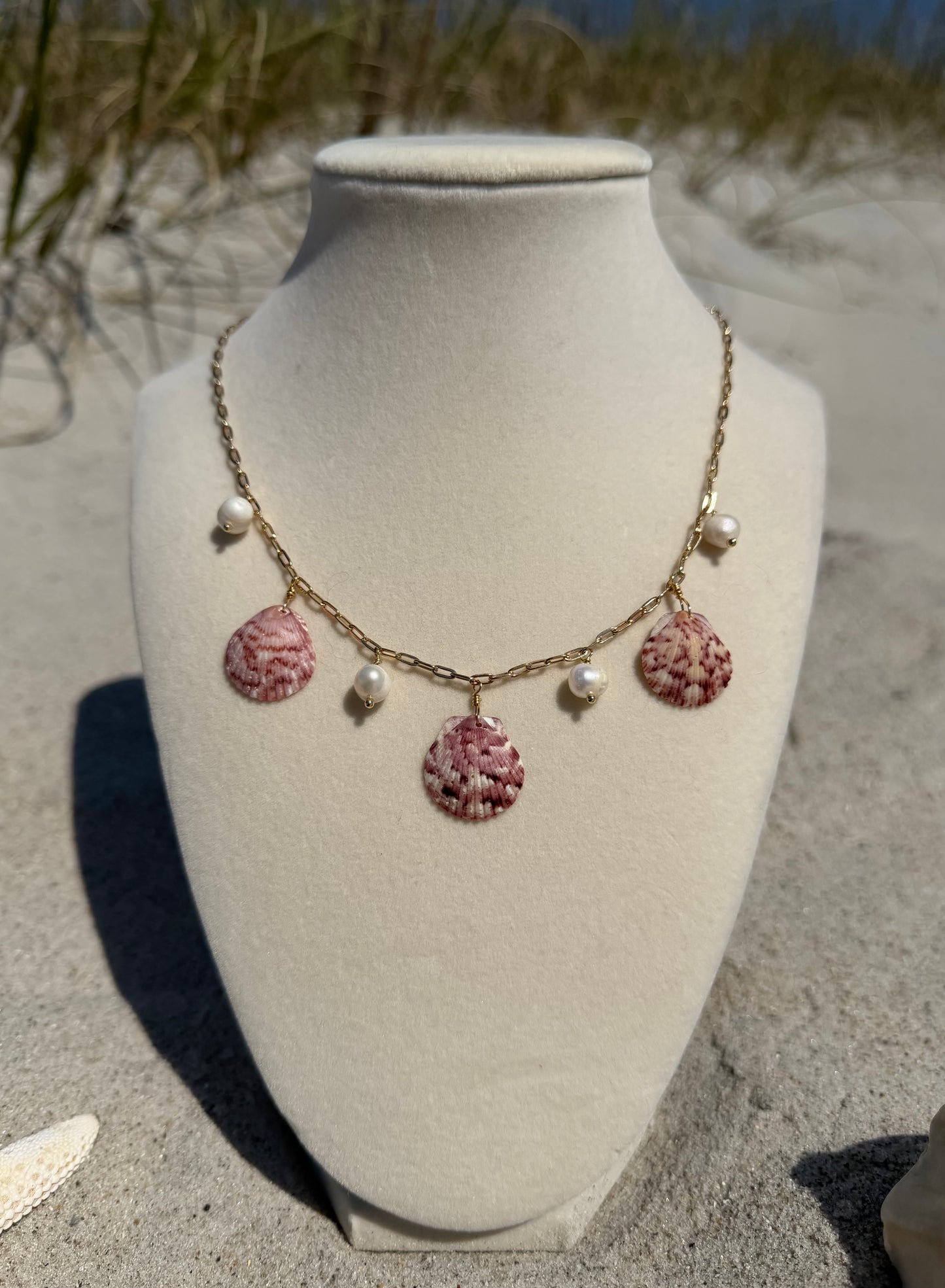 The Dawn Patrol Calico Shell Gold Charm Necklace
