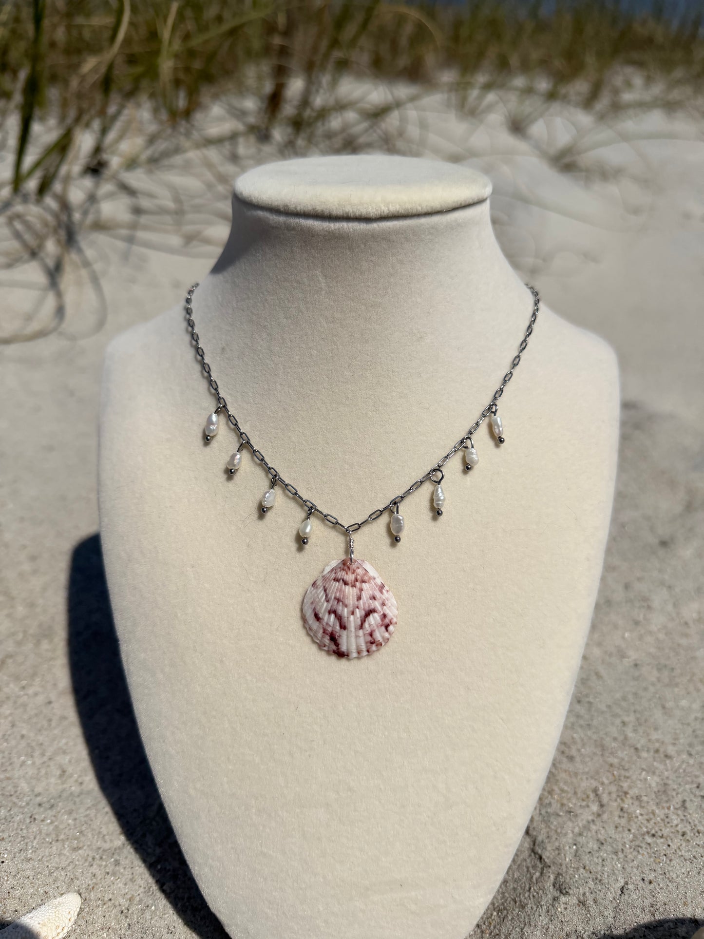 The Shore Break Freshwater Pearl Silver Charm Necklace