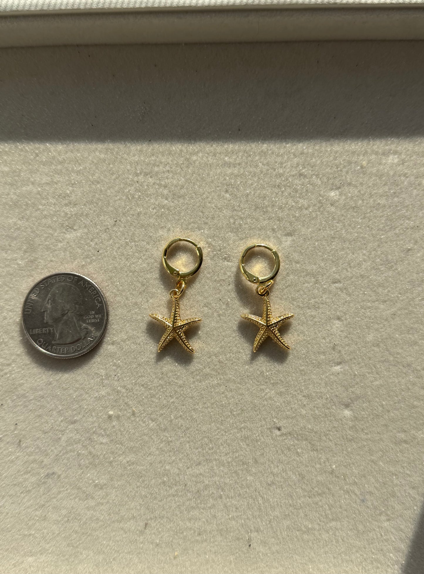 The Aquamarine Gold Starfish Earrings