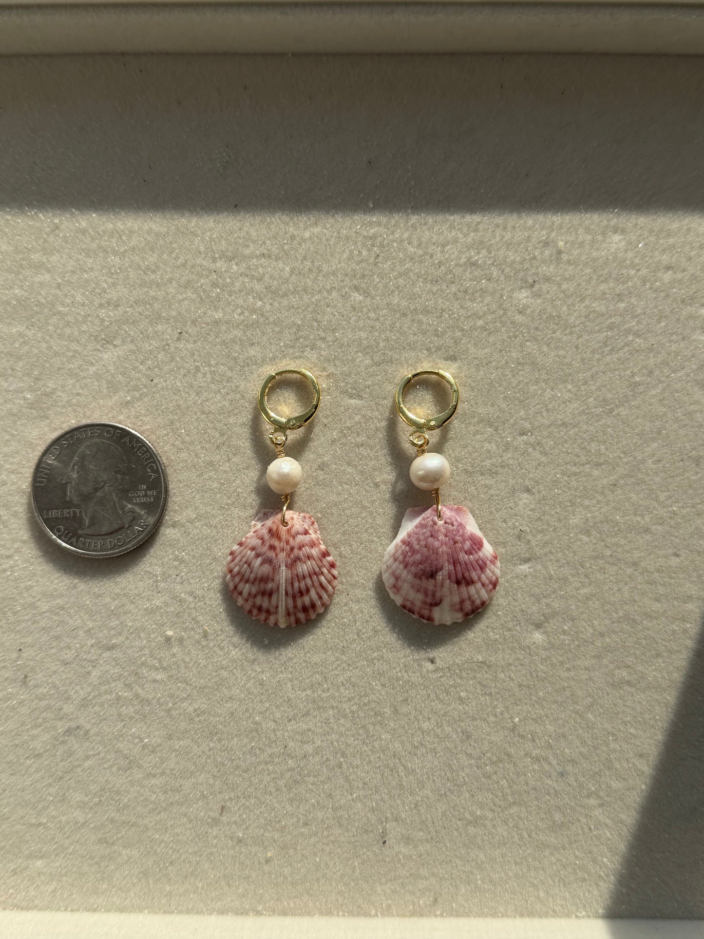 The Oceana Gold Mini Calico Shell Earrings