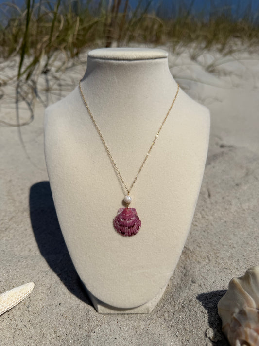 The Luna Maria Gold Rare Calico Shell Necklace