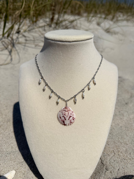 The Shore Break Freshwater Pearl Silver Charm Necklace