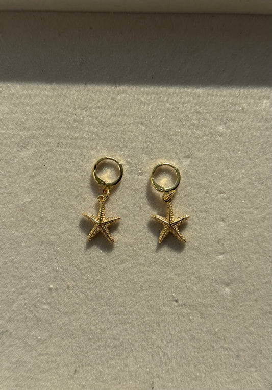 The Aquamarine Gold Starfish Earrings