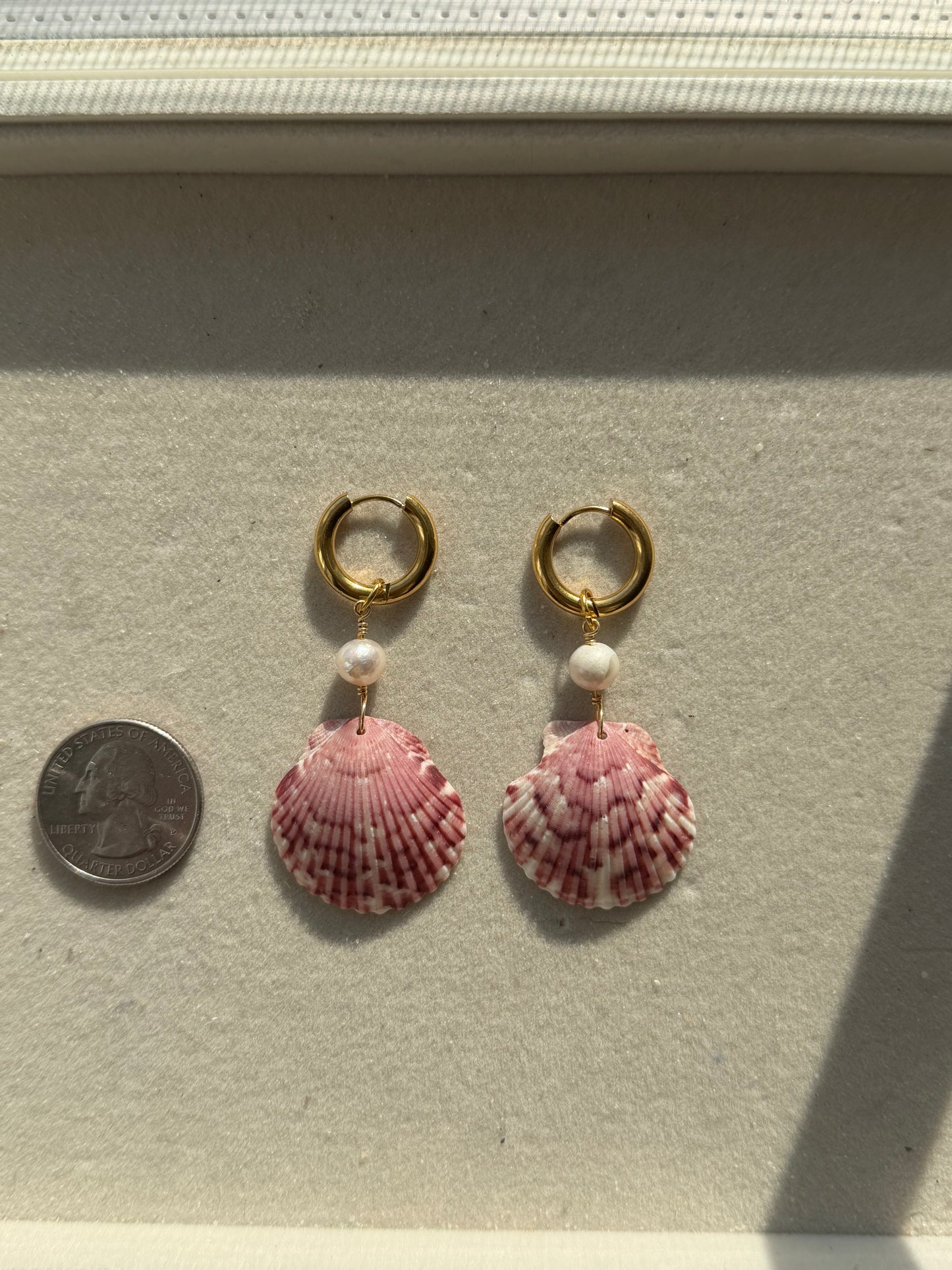 The Paradiso Calico Shell Gold Chunky Hoop Earrings