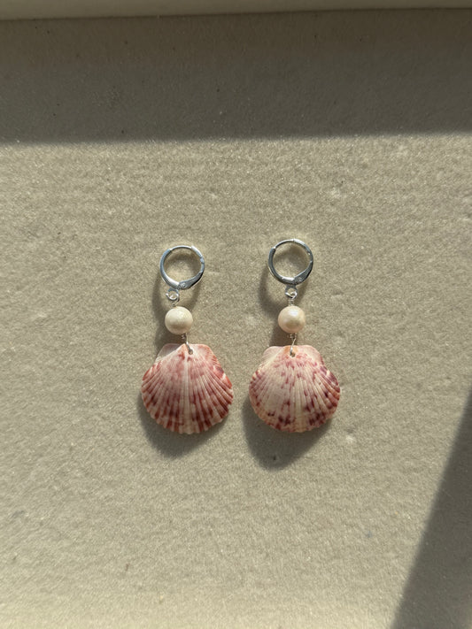The Marina Silver Mini Calico Shell Earrings